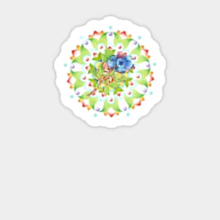 Maine Blueberry Red Gingham Mandala Sticker